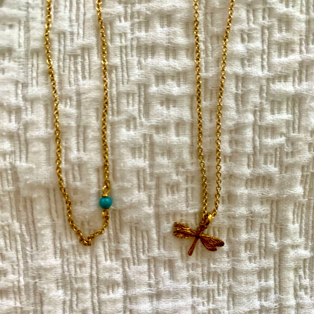 Necklaces with turquoise and dragonfly